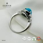 Natural Turquoise 925 Silver Ring | Halo Design – Zarsik - Image 5