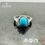 Natural Turquoise 925 Silver Ring | Halo Design – Zarsik - Image 6