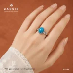 Natural Turquoise 925 Silver Ring | Halo Design – Zarsik - Image 2