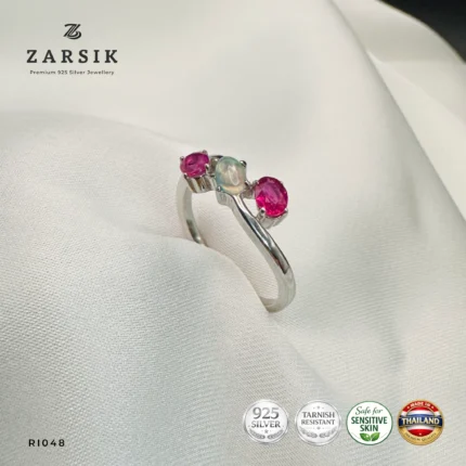 Natural Ruby and Opal Ring