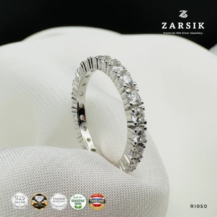 925 Sterling Silver CZ Stackable Eternity Band Ring