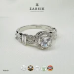 Luxury CZ Halo 925 Silver Ring | Marquise & Baguette Accents - Image 3