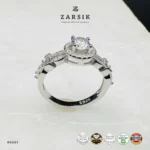 Luxury CZ Halo 925 Silver Ring | Marquise & Baguette Accents