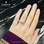 Luxury CZ Halo 925 Silver Ring | Marquise & Baguette Accents - Image 2