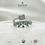 Vivid Green 925 Silver CZ Statement Ring | Elegant Halo-Inspired Design - Image 3