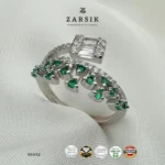 Vivid Green 925 Silver CZ Statement Ring | Elegant Halo-Inspired Design - Image 5