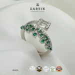 Vivid Green 925 Silver CZ Statement Ring