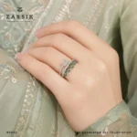 Vivid Green 925 Silver CZ Statement Ring | Elegant Halo-Inspired Design - Image 2