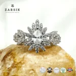 925 Silver Starburst Cluster Ring with Cubic Zirconia - Image 3