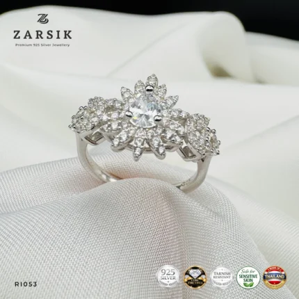 925 silver starburst cluster ring