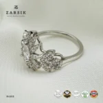 925 Silver Starburst Cluster Ring with Cubic Zirconia - Image 4