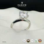 Rhodium Plated 925 Silver Solitaire Ring | Zarsik - Image 3