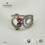 Multi Color Aurora Bloom 925 Silver Ring | CZ Statement Ring - Image 3