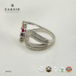 Multi Color Aurora Bloom 925 Silver Ring | CZ Statement Ring - Image 4