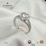 Radiant Split Shank 925 Silver Ring with CZ Halo - Image 3
