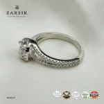 Radiant Split Shank 925 Silver Ring with CZ Halo - Image 4