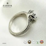 Radiant Split Shank 925 Silver Ring with CZ Halo - Image 5