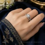 Radiant Split Shank 925 Silver Ring with CZ Halo - Image 2