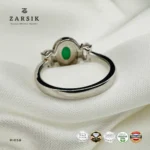 Elegant Green Three Stone 925 Silver Ring with CZ | Rhodium-Plated Thai Design - Image 5