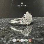 Vintage Cluster Cocktail Ring – 925 Sterling Silver with Cubic Zirconia - Image 2