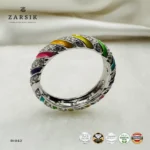 Rainbow Spiral CZ 925 Silver Ring | Rhodium Plated Thai Elegance - Image 3