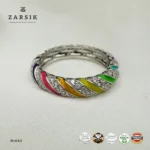 Rainbow Spiral CZ 925 Silver Ring | Rhodium Plated Thai Elegance - Image 4