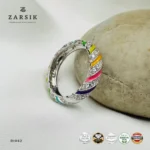Rainbow Spiral CZ 925 Silver Ring | Rhodium Plated Thai Elegance - Image 5