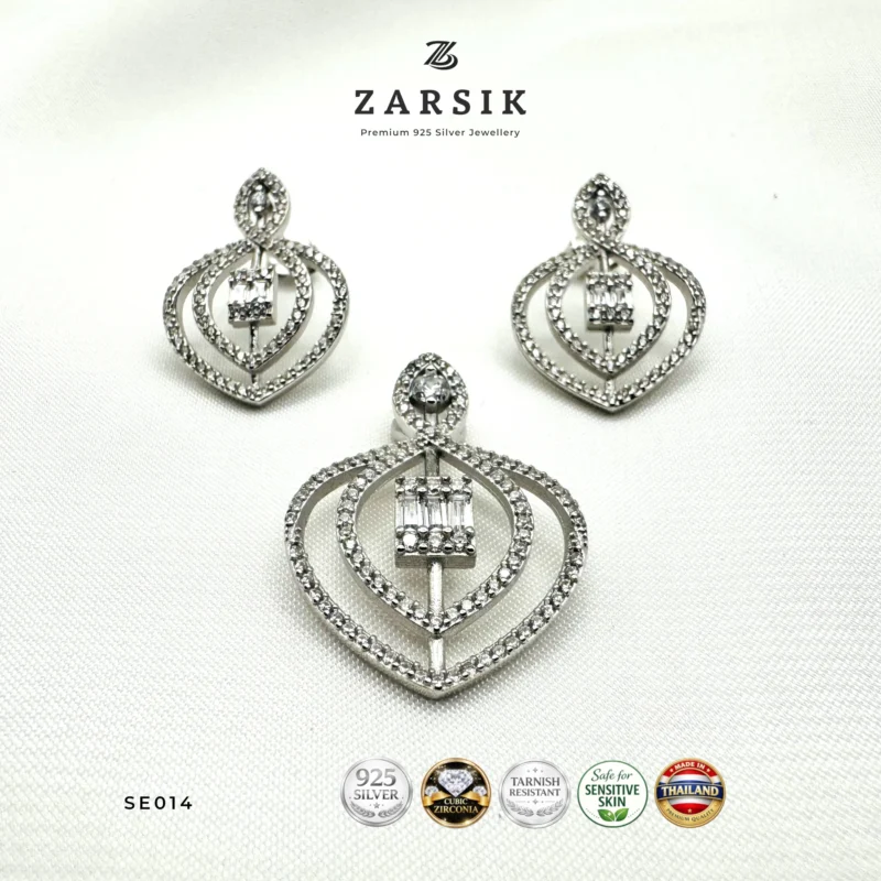 925 Silver Teardrop Pendant and Earrings Set