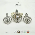 925 Silver Teardrop Pendant and Earrings Set with Baguette CZ - Image 3
