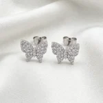 925 Sterling Silver Cubic Zirconia Butterfly Studs - Image 3