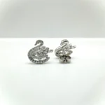 Imported 925 Sterling Silver Cubic Zirconia Swan Stud Earrings - Image 3