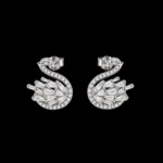 Imported 925 Sterling Silver Cubic Zirconia Swan Stud Earrings